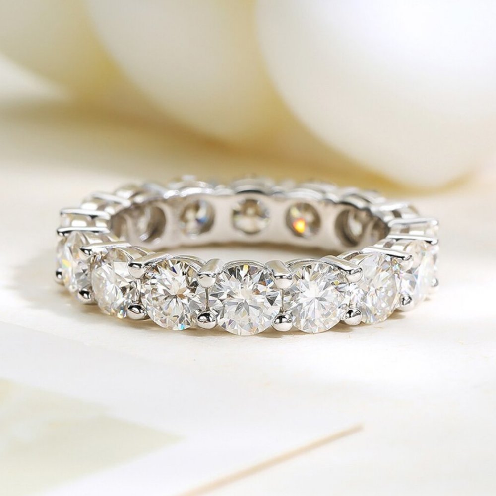 Certified 6~8 ct. t.w. 5mm Moissanite Diamond Full Eternity Band Ring NEW - Picture 3 of 15